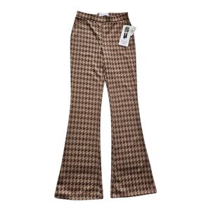 Vanilla Star Brown Houndstooth Flare Pants Size Small Juniors